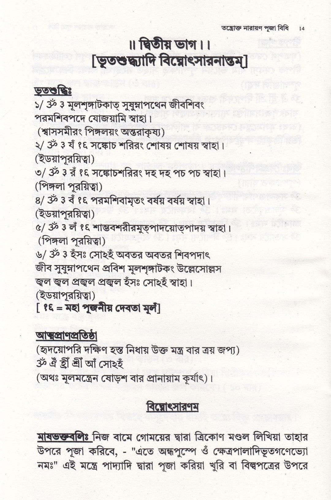 তন্ত্রোক্ত নারায়ণ পূজা বিধি
