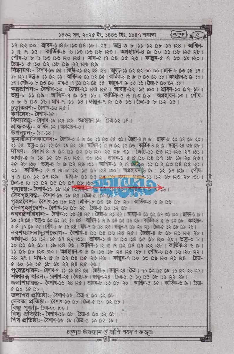 বিশুদ্ধ সংস্কার পঞ্জিকা হাফ ১৪৩২ Hindu Religious Books