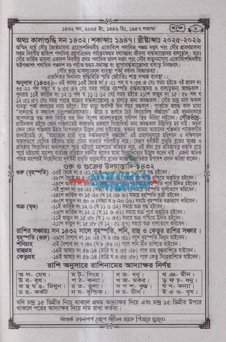 বিশুদ্ধ সংস্কার পঞ্জিকা হাফ ১৪৩২ Hindu Religious Books