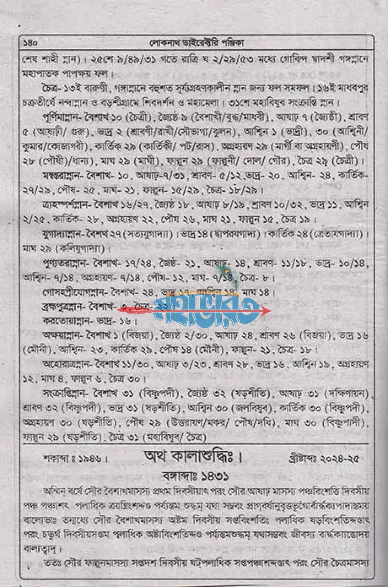 লোকনাথ ডাইরেক্টরী ১৪৩১ সনের Hindu Religious Books