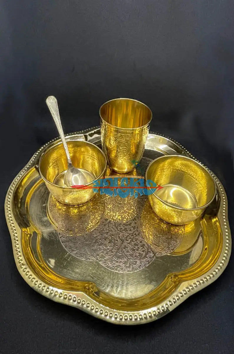 নকশী থালা গ্লাস বাটি চামচ সেট (পিতল) Brass Products