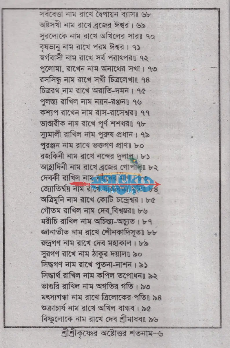 শ্রীশ্রীকৃষ্ণের অষ্টোত্তর শতনাম Hindu Religious Books