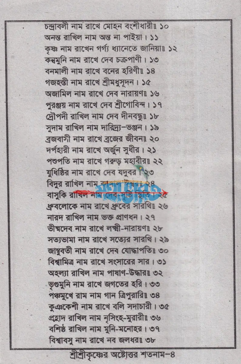 শ্রীশ্রীকৃষ্ণের অষ্টোত্তর শতনাম Hindu Religious Books